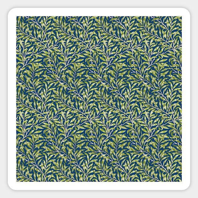 William Morris Willow Bough Green on Blue Sticker by tiokvadrat